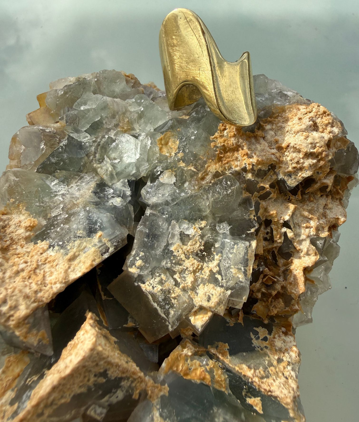 Anello Piega su fluorite azzurra